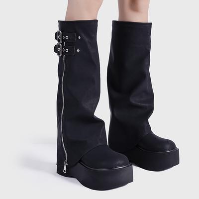Брюки Ботинки Милые Крутые Горячие Девушки Ботинки-носки Ботинки на толстой подошве Ботинки в западном стиле Ботфорты Высокие Рыцарские Ботинки