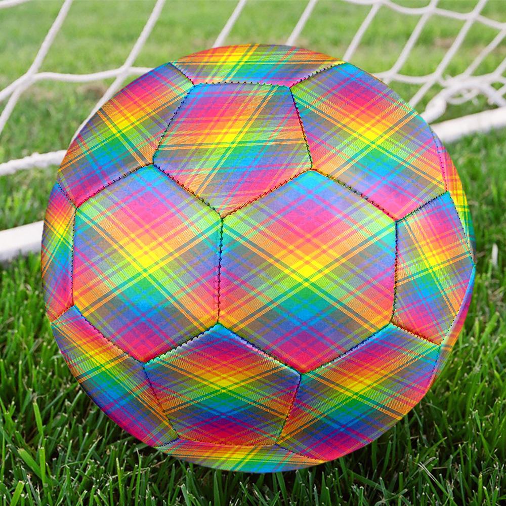 1pc Rainbow Plaid Size 5 Soccer Ball Professional Match Training Football Indoor &Outdoor Sports Ball Lightweight Durable m6551