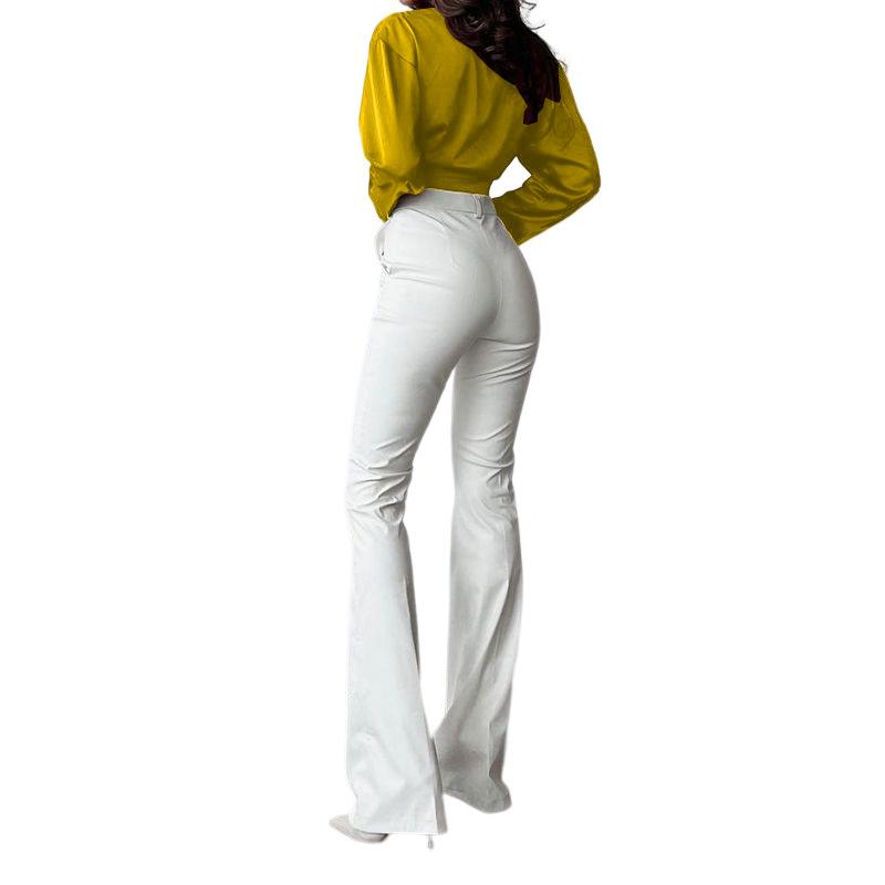 Плюс размер, весенне-осенняя женская модная темпераментная рубашка с лацканами и длинными рукавами, короткие женские топы