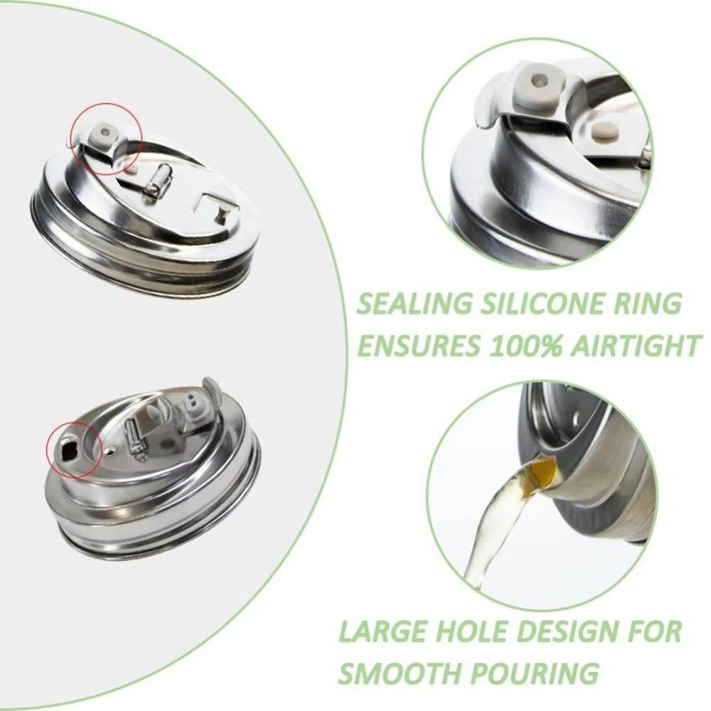 Stainless Steel Mason Jar Drinking Lids With Straw Hole Pour Lids Mason Jar Sip Lids Fruit Juices