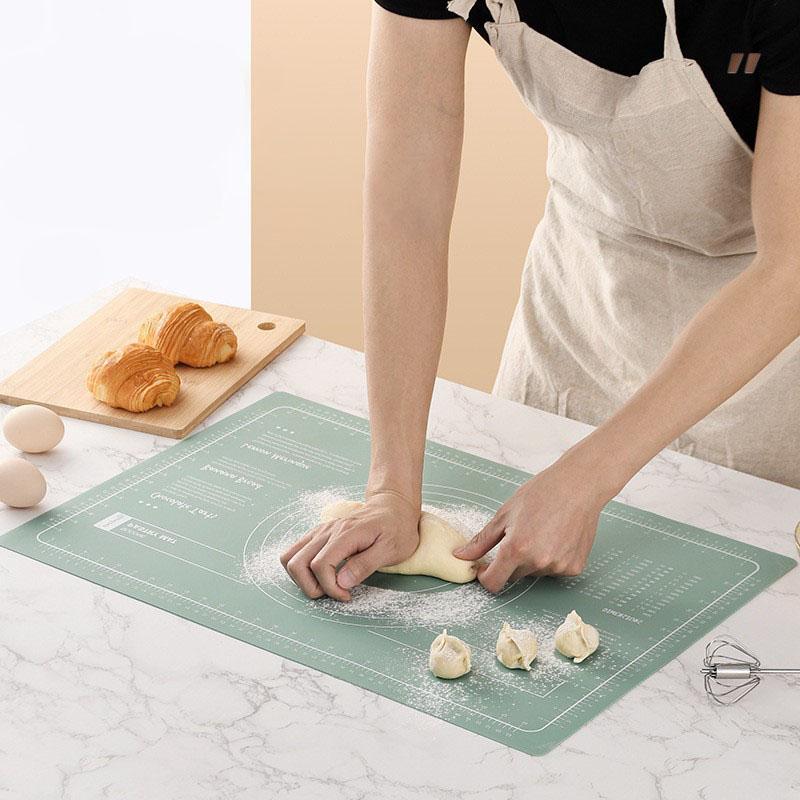 Silicone Measuring Kneading Pad Set Household Food Grade Rolling Pin Dough Pad Large Thick Non-slip Non-stick Bottom Baking Tool