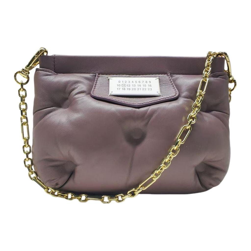 Maison Margiela Digital Logo Chain Shoulder Strap Lambskin Crossbody Bag Women bags Red-Brown S56WF0161P4300T5071