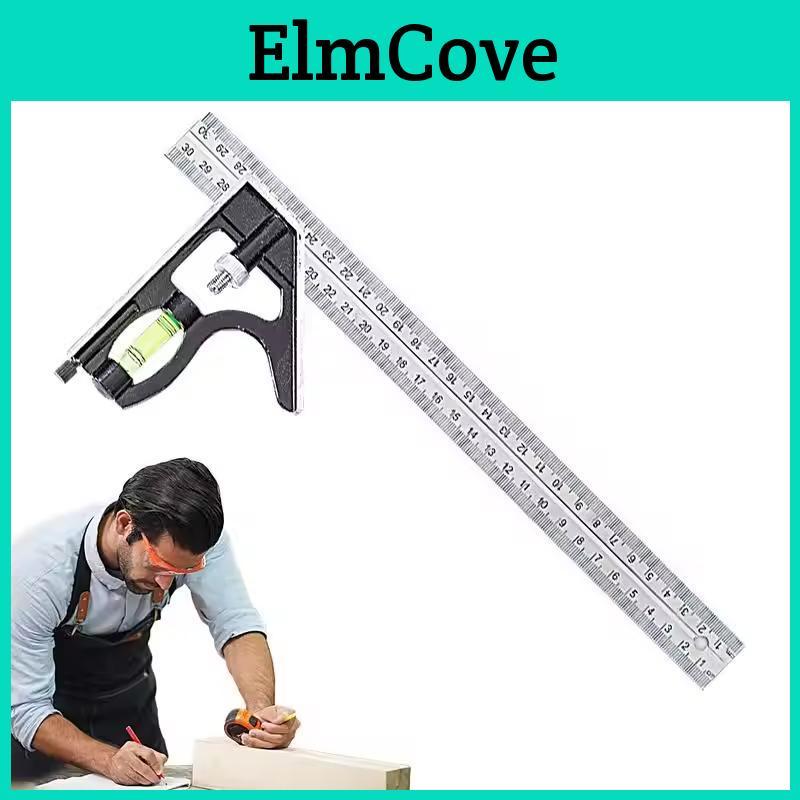 Adjustable Stainless Steel Ruler Precise Combination Level Gauge Square Angle Metric Ruler School Stationery Office Supplies