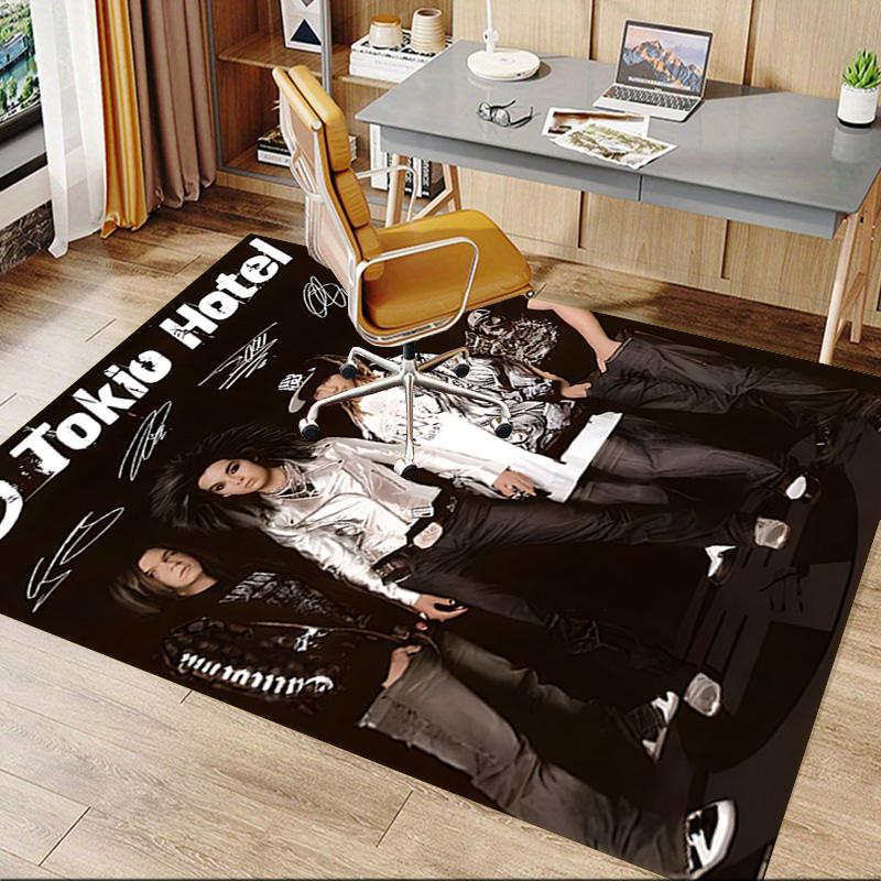 Ковер с портретом группы Tokio Hotel для игровой комнаты, спальни, гостиной, дивана, домашнего декора, нескользящий коврик для игровой зоны детей