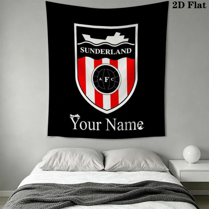 Sunderland A.F.C. Custom Name Wall Tapestry Aesthetic Wall Hanging Printed Fabric Blanket Decorative Tapestries for Bedroom Living Room Home Decor