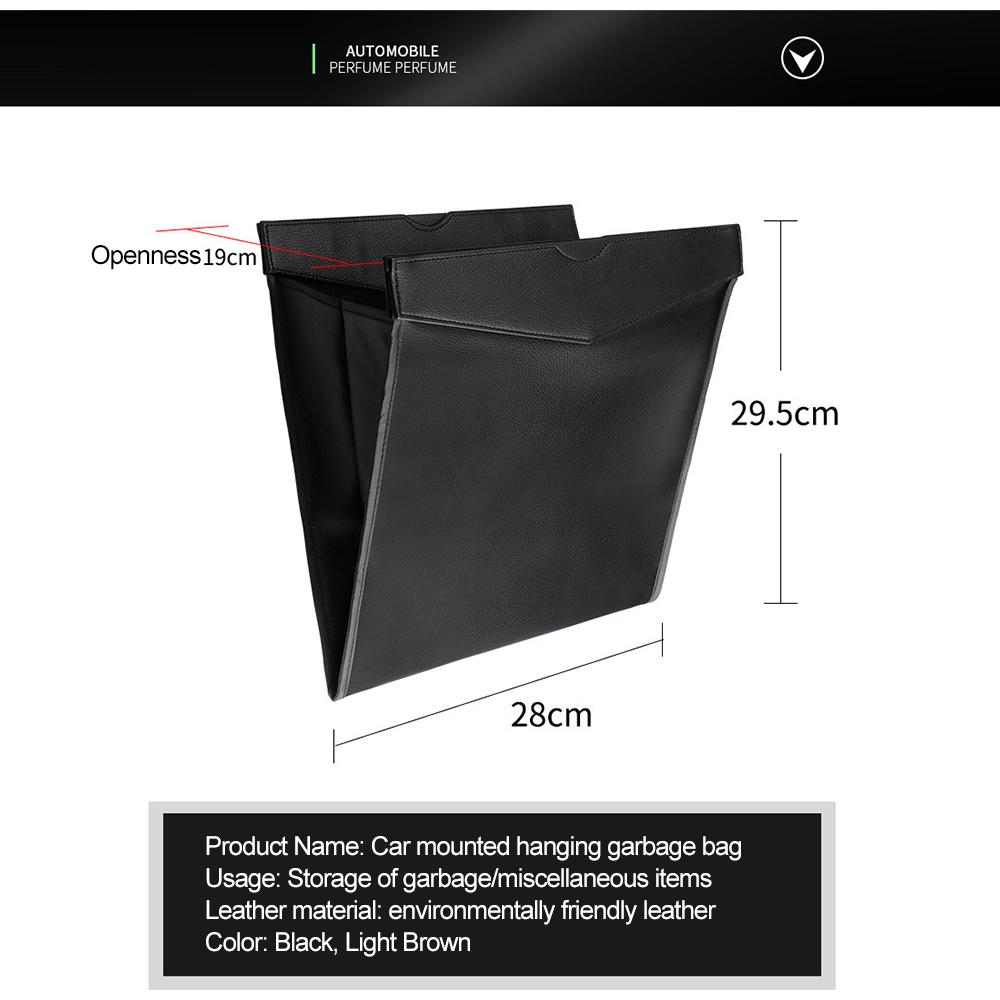 Fashionable Magnetic Hanging Car Garbage Bag PU Leather Waterproof Trash Can Back Seat Storage Pocket Interior Accessories