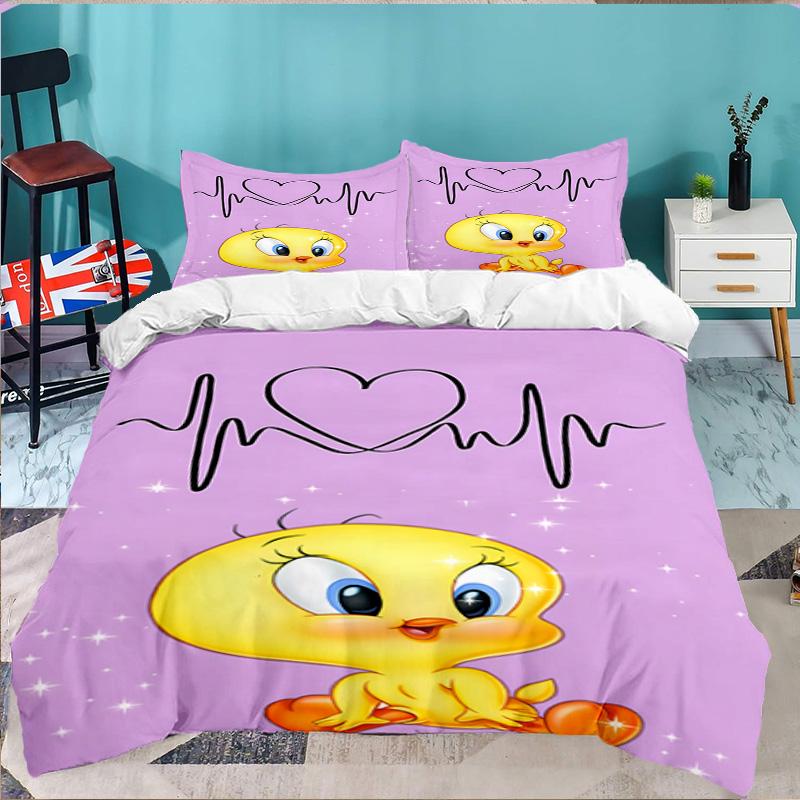 Yellow Bird Nightly Dreams Greeting 3PCS Bedding set,Ideal for 1pc Duvet Cover And 2pcs Pillowcases Perfect for Fan gift,Ideal for Bedroom, Dormitory