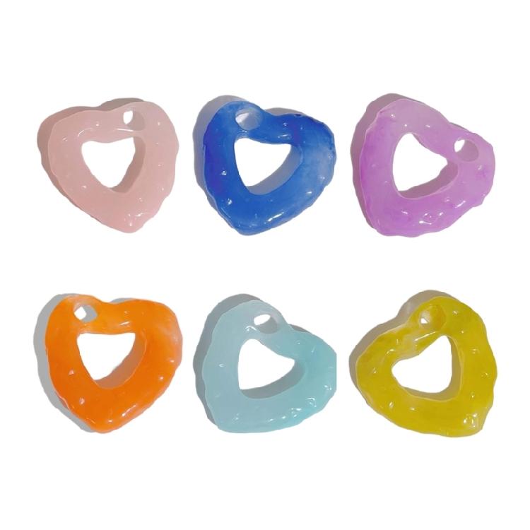 Irregular Colored Heart Beads Hollow Heart-Shaped Pendant DIY Resin Accessories
