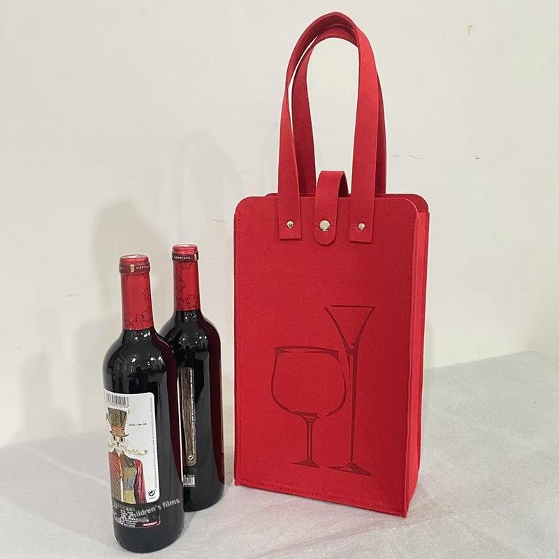 Фетровый пакет для винных бутылок Двойной бутылочный Отличная грузоподъемность Ручной пакет для упаковки напитков Подарочная упаковка Мешочек для хранения Сумка-тоут для вина