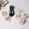 Детская модная повседневная обувь, универсальные однотонные сандалии для девочек с узором «гусиная лапка», с открытым носком, детская обувь в корейском стиле 2024 года, мягкая, простая