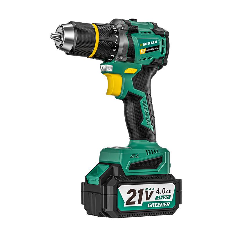 **Green Forest Impact Brushless Lithium Hand Drill: Multi-functional, High Power, Small Household Drill for Wall Chipping and Hole Drilling.**