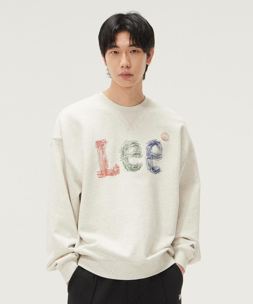 LEE Stitch Embroidered Logo Sweatshirt Oatmeal