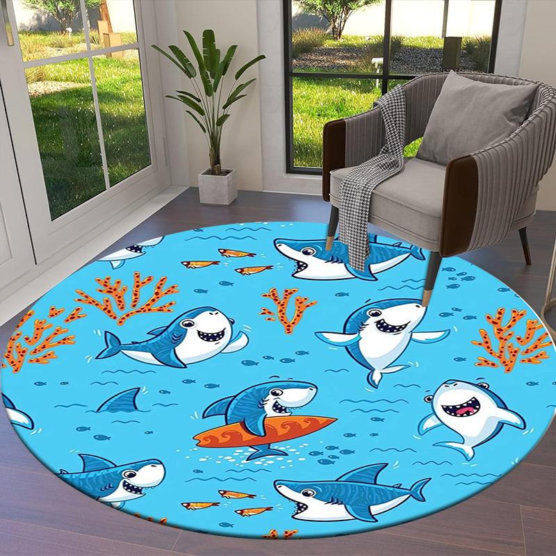 1pc Office Carpet Chair Mats Ocean Adventure: Sharks & Coral Perfect for Decorating Office Chairs, Living Rooms, Or Bedrooms.YDT143