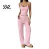 Relaxed Fit Summer Nightwear Women Pajamas Set with Floral Print, Sleeveless U Neck Skin Friendly Sleepwear for Dormitory Camisole And Pants,