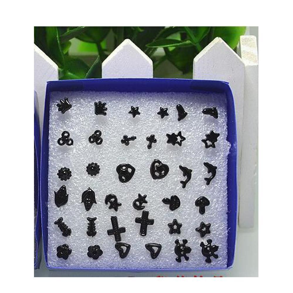 18 Pairs Novelty Lady Women Plastic box Ear Studs Earrings Gold/Silver Plated