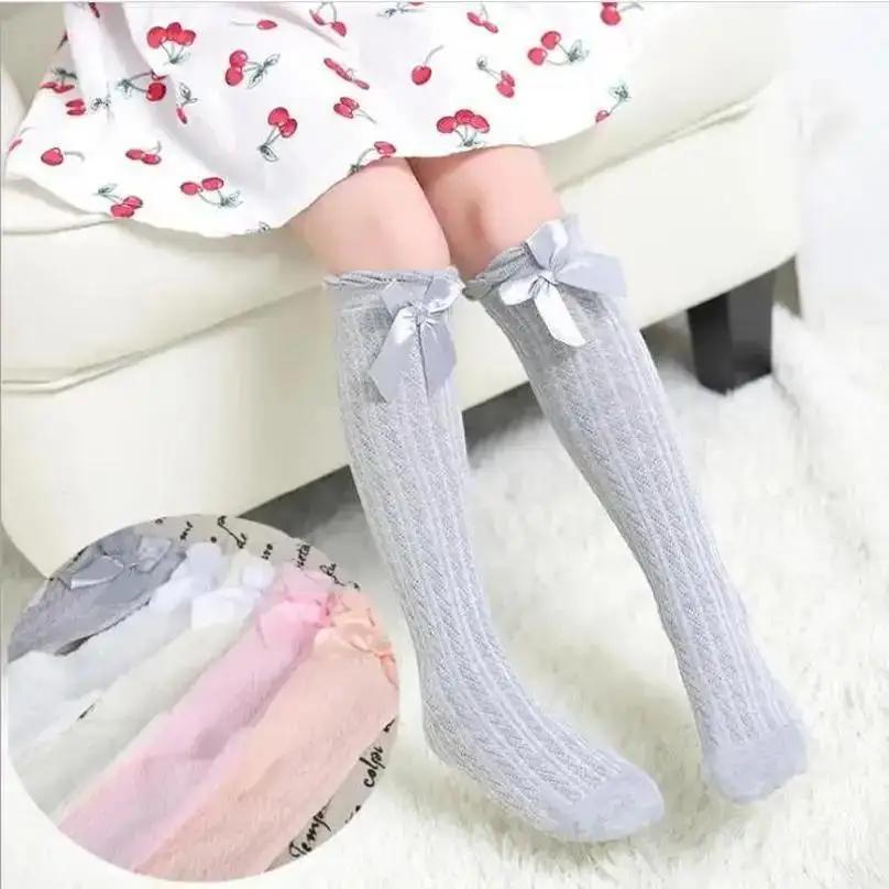 1 Pair Children's Leg Warm Socks Bowknot Bubble Mouth High Tube Knee High Thin Section No Heel Pods Baby Clothing Accessories