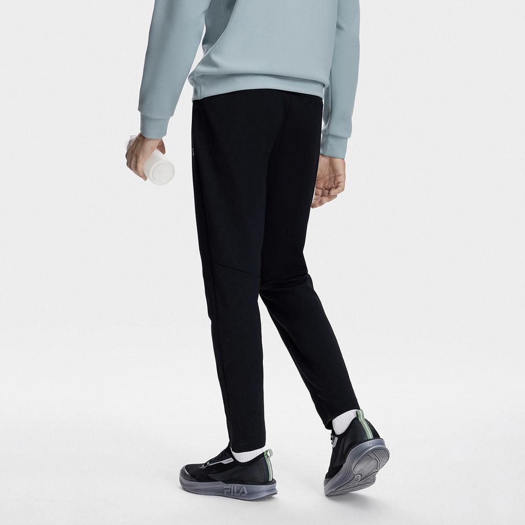 Fila Solid Color Straight Leg Knitted Sports Pants Men Bottoms Deep-Black A11M341613R-BK