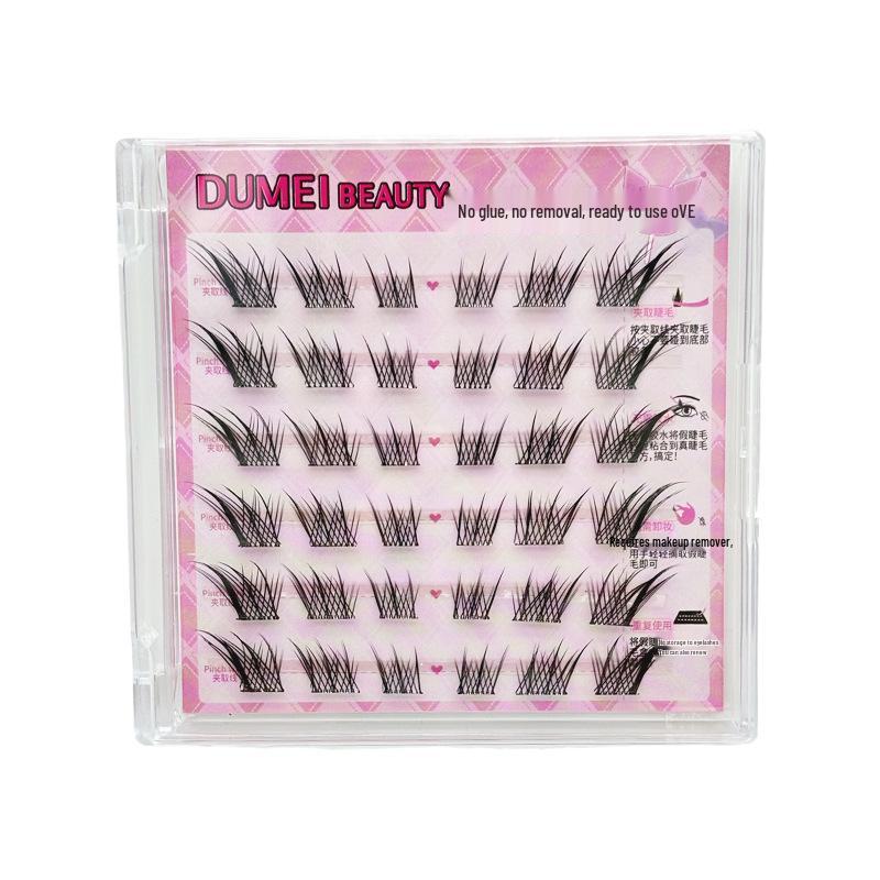 Бесклеевые накладные ресницы «лисий глаз» - Густые, Натуральные, Сегментированные Комичные Ресницы для Начинающих