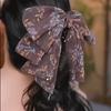 French Style Chiffon Hair Claw Large Women Hair Grab Clip Crystal Bow Shark Clip  Daily
