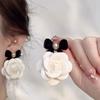 Vintage Camellia Earrings, Velvet Bow Earrings for Women, Luxury Jewelry, Women's Earrings