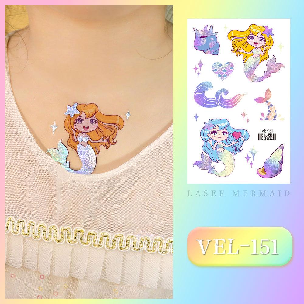Waterproof Kids' Cartoon Tattoo Stickers: Princess, Butterfly & Mermaid Series