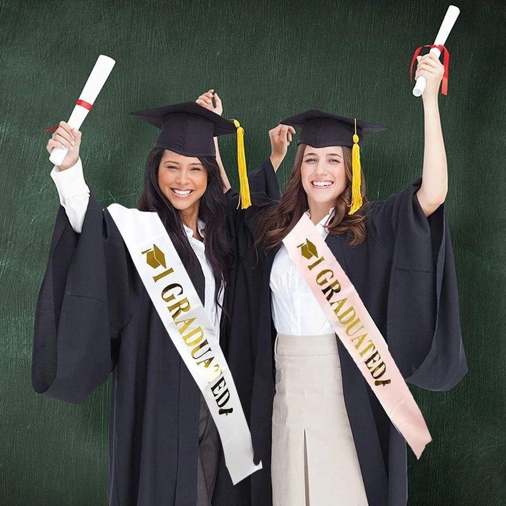 5pcs Satin Graduation Sash Belts Adjustable Bachelor Sash Congratulations Straps Photo Booth