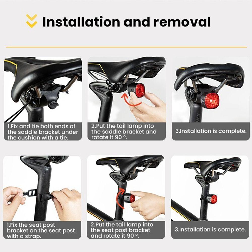 Rechargeable Smart LED Bike Brake Tail Light IP66 Waterproof 6 Modes Bicycle Brake Sensing Rear Bike Light Type-C Stop Signal 7