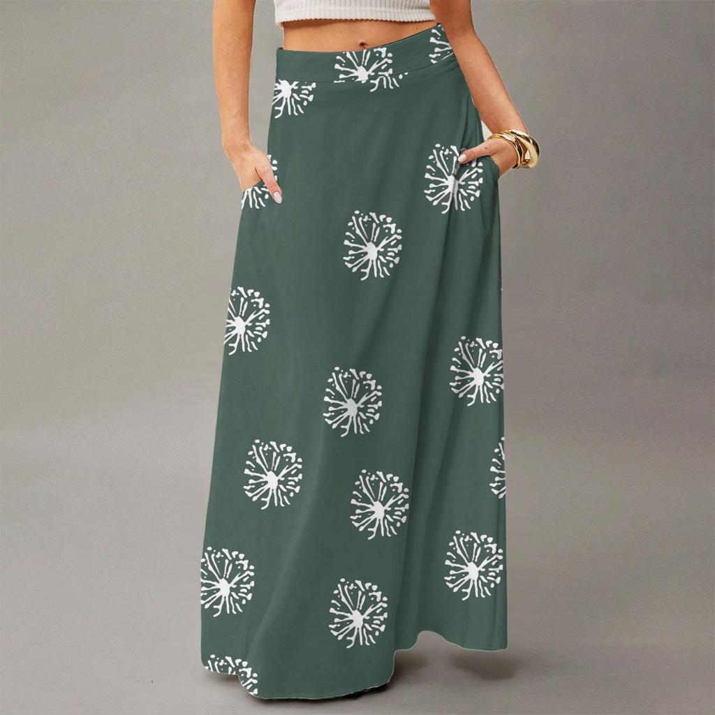 Женская повседневная складная юбка-макси с принтом в горошек, высокой талией и карманом, с драпировкой