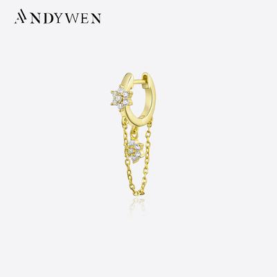 100% стерлингового серебра 925 пробы золотая цепочка с цветком серьги-подвески подвески клипсы для пирсинга 2023 женские свадебные украшения