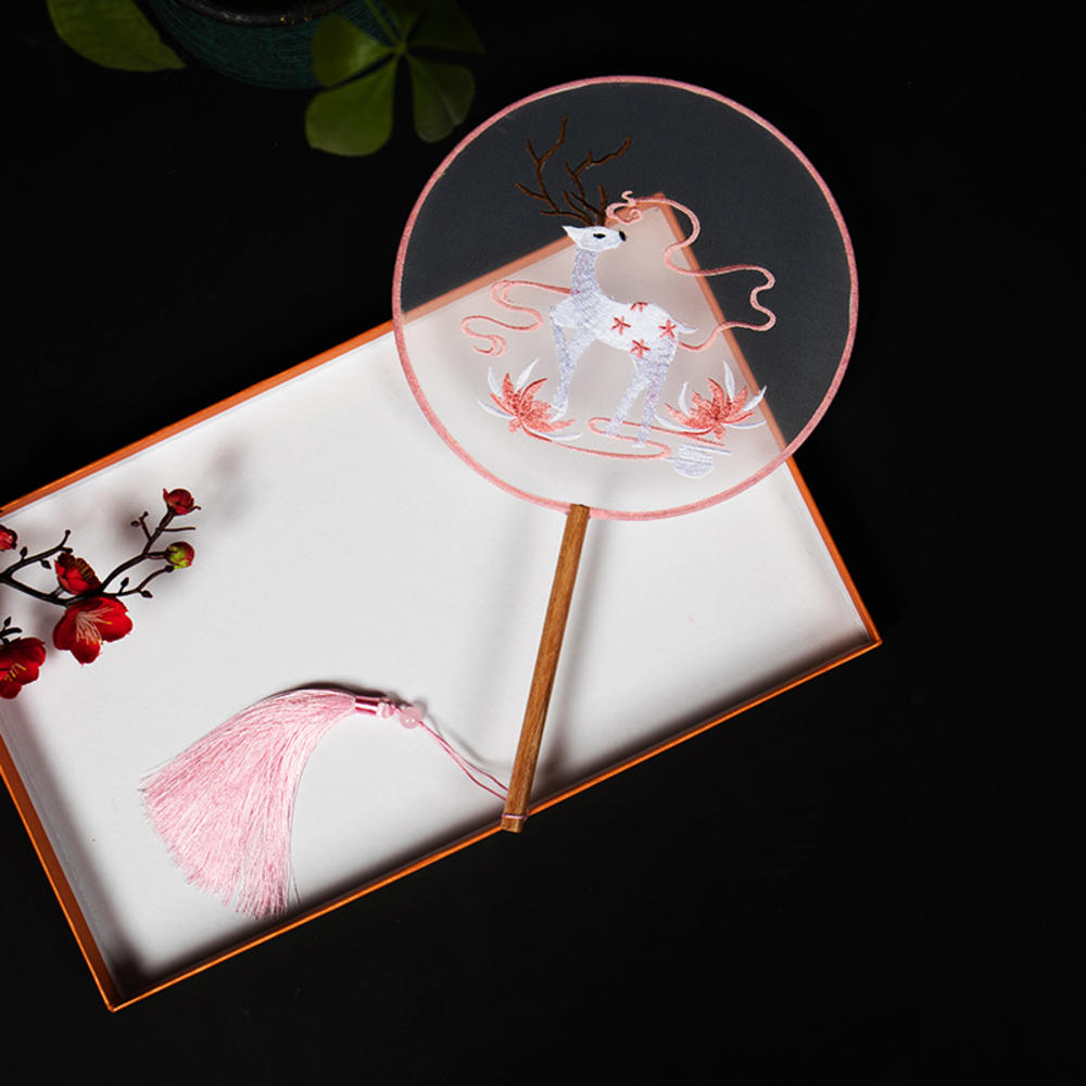 Китайский веер оптом полупрозрачный длинный веер с кисточками для танцев женский костюм ханьфу чонсам вышивка маленький круглый веер