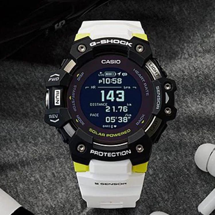 Casio Серия G-Squad G-Shock Модные часы Ударопрочные Водонепроницаемые Солнечный кварцевый механизм Ремешок из смолы Мужские часы Черные GBD-H1000-1A7JR