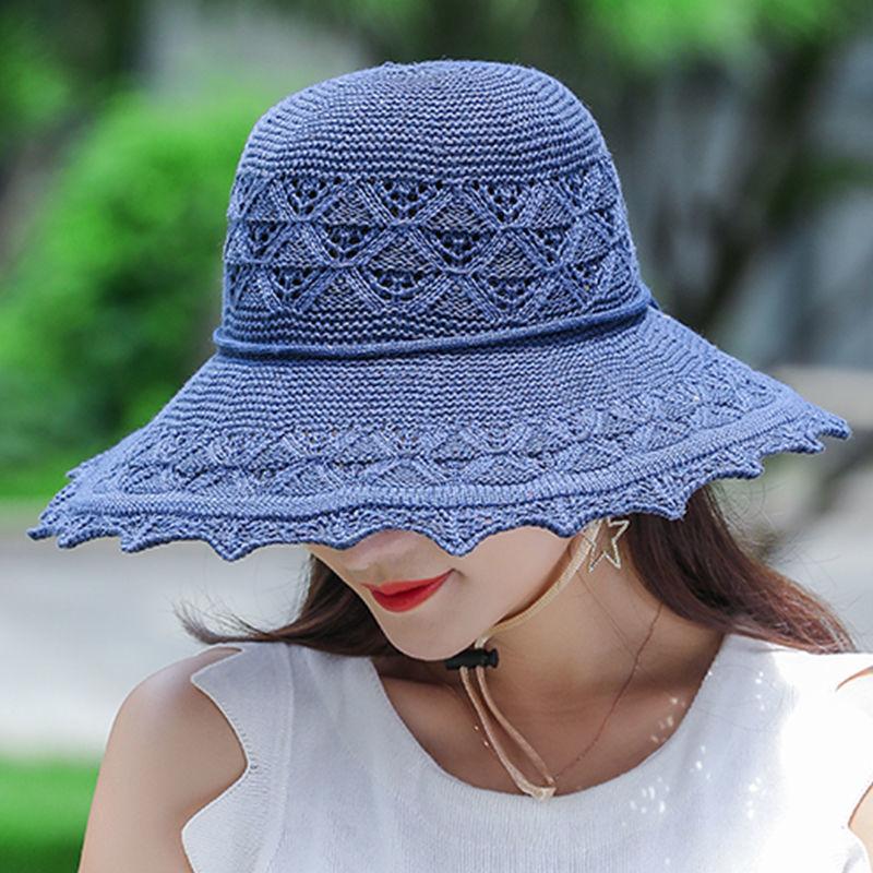 Summer Foldable Hats for Women Korean Large Brim Sun Protection Hats Vacation Travel Seaside Cool Hats