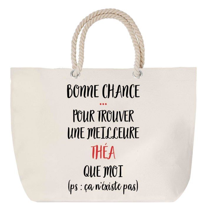 Sac de plage - PLANETEE - Théa (anse corde) - Coton - Beige - Grande contenance
