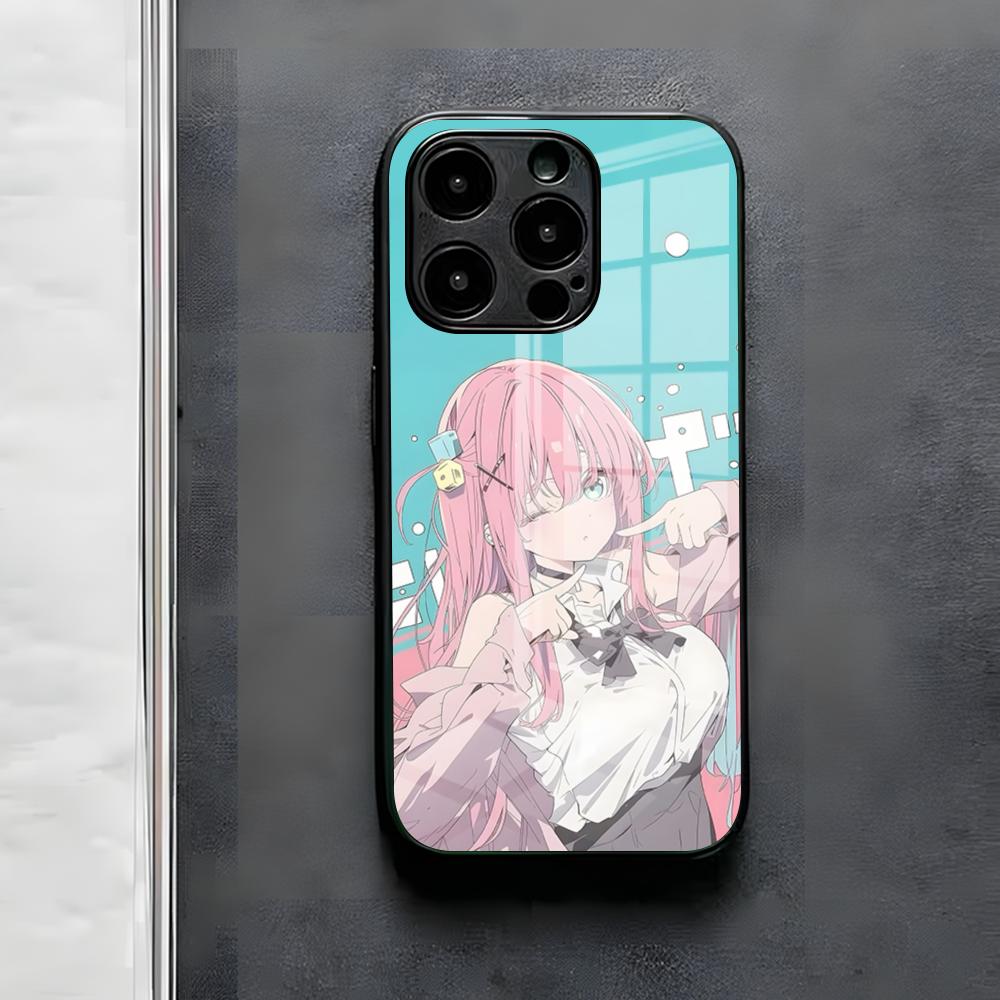 B-Bocchi The Rock H-Hitori Gotoh Phone Case For IPhone 17 Air 16 E Pro Max 15 14 13 Mini 12 Pro 11 Max Plus Black Glass Cover