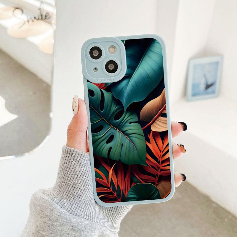 Чехол Листья Монстеры Зеленый Для iPhone 14 Plus 14 13 12 11 Pro Max XR XS X 7 8 Plus SE 2020 Чехлы Милые Мягкие Силиконовые Задние Крышки