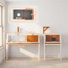 Wooden Tortoise House Tortoise Enclosure with Main House, Viewing Window, Lid, 104cm x 53cm x 82cm, White+Orange