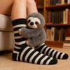 3D Plush Animal Socks Cute Knitted Socks with Fluffy Animals Stretchy Fun Sloth Cat Socks for Animal Lovers Christmas Gift