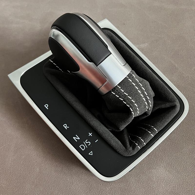 Ручка переключения передач DSG из натуральной кожи с белой строчкой для Golf 7