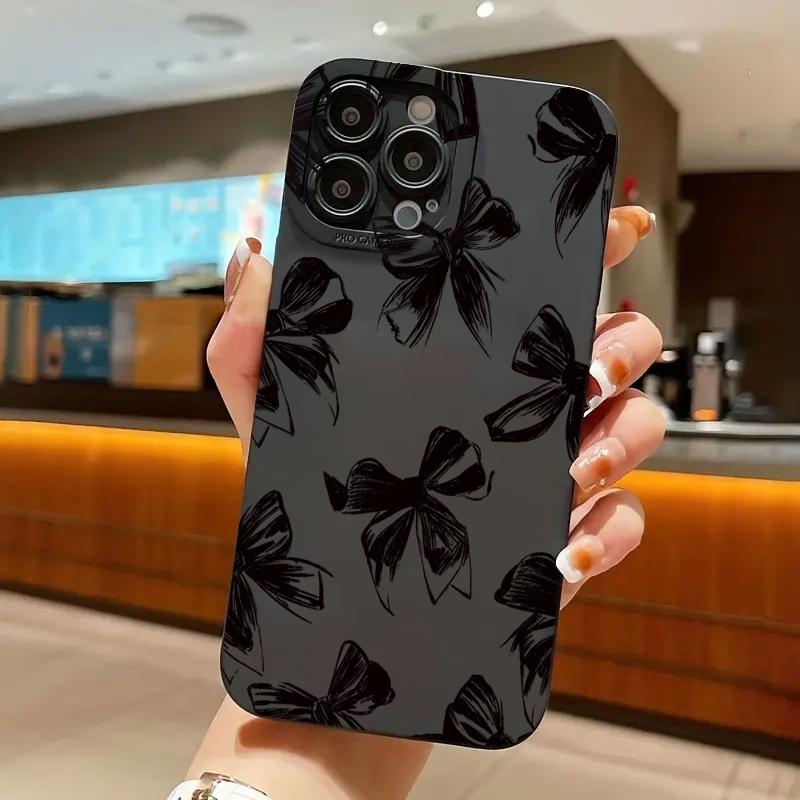 Black Big Bowknot Phone Case For Poco F6 F5 X5 M6 Pro 4G Mi 14T 13T 12T Pro 14 13 12 11 Lite 5G NE Silicone Soft Cover