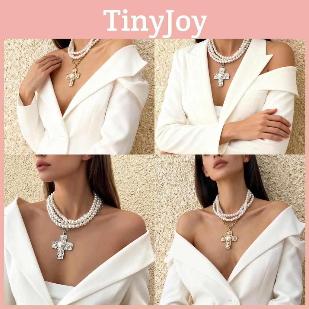 Punk Girl Cross Pendant Necklace With Geometric Alloy Design For Fashion Daily Wear