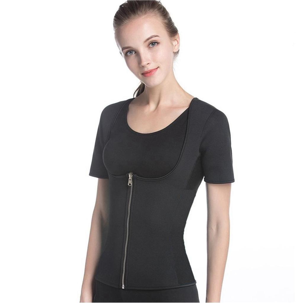 Горячие неопреновые костюмы для сауны для женщин, тренировочный жилет для тренировки талии, рубашки для тренировки тела, термокуртка, корректирующее белье, майки, футболка для фитнеса