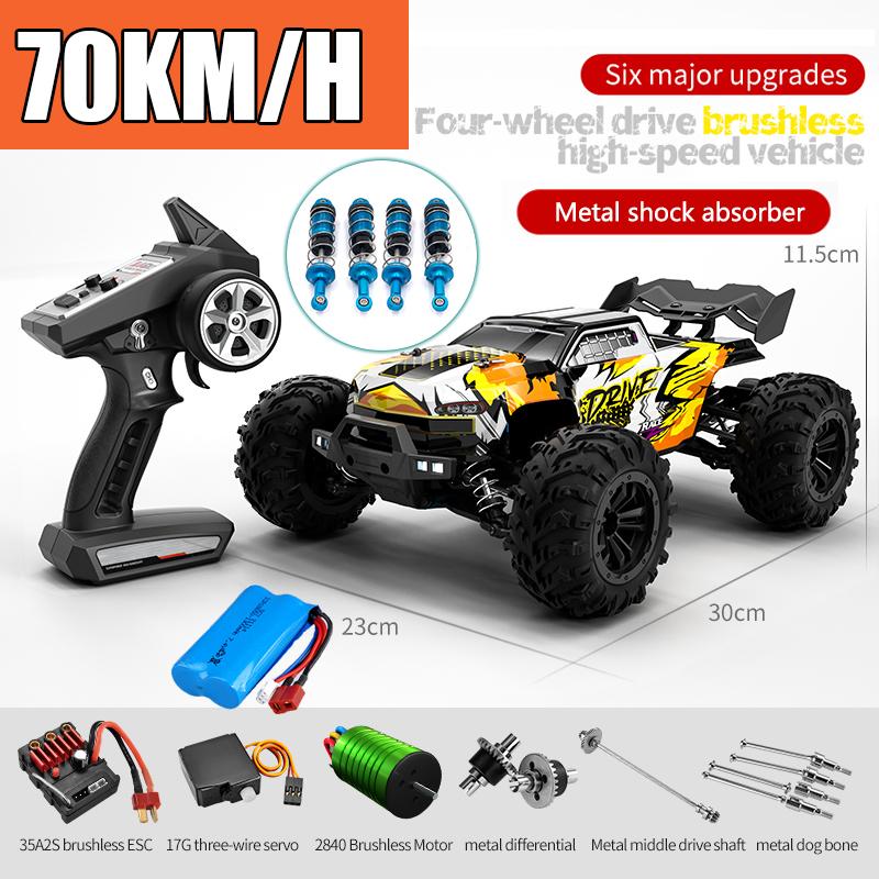 Радиоуправляемая машина Внедорожник 4x4 Высокоскоростная 70 км/ч Машина на дистанционном управлении со светодиодной фарой Бесколлекторный 4WD 1/16 Монстр-трак Игрушки для мальчиков Подарок
