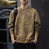 Осенний тяжелый ретро-свитер с принтом, мужская американская модная брендовая свободная рубашка с длинными рукавами и круглым вырезом большого размера