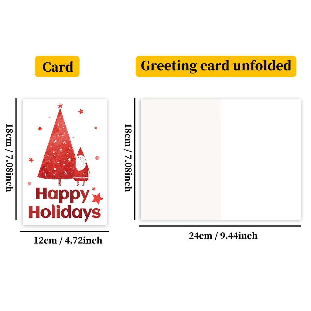 10PCS Christmas Greeting Cards Set with Envelopes, Cartoon Hand-drawn Xmas Cards for Holiday Wishes & Gifts
