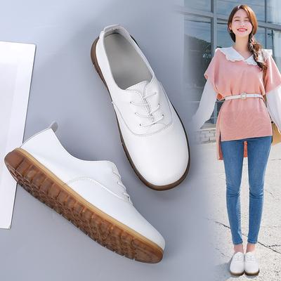 Женская прогулочная обувь. Мокасины. Туфли на танкетке без шнуровки. Удобная рабочая обувь для медсестер на толстой подошве. Белая.