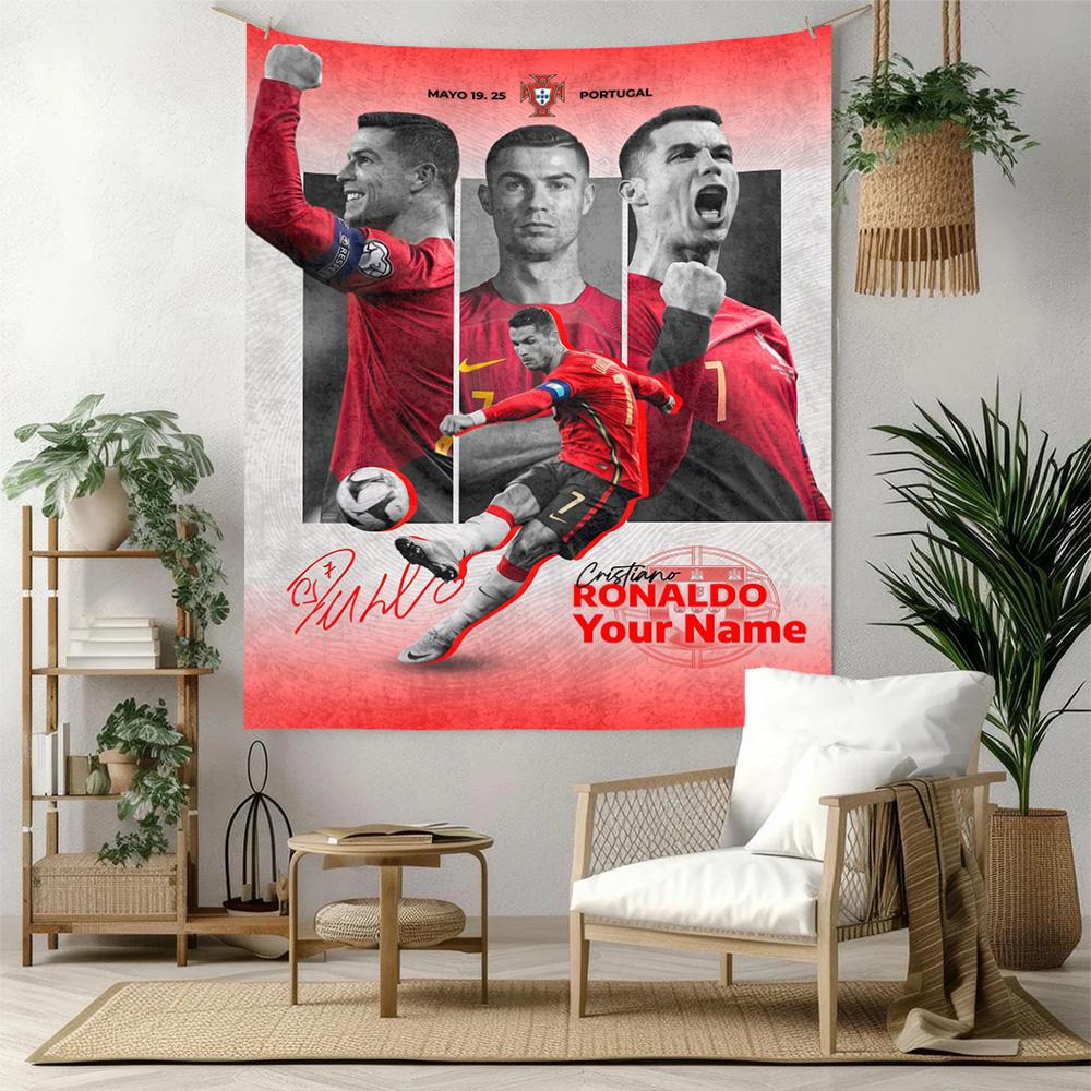 Cristiano Ronaldo Wall Tapestry Handmade Look Perfect for Living Room Reading Corner Balcony Versatile Decor Hand Painted Style