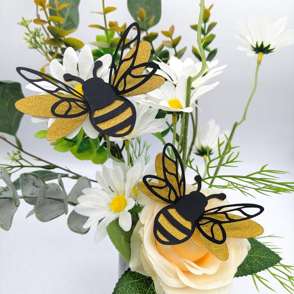 24 шт. 3D Декоративные наклейки с пчелами, с двойными блестками, для декора стен, реалистичные блестящие наклейки, для семейной вечеринки, класса, уличного тематического украшения