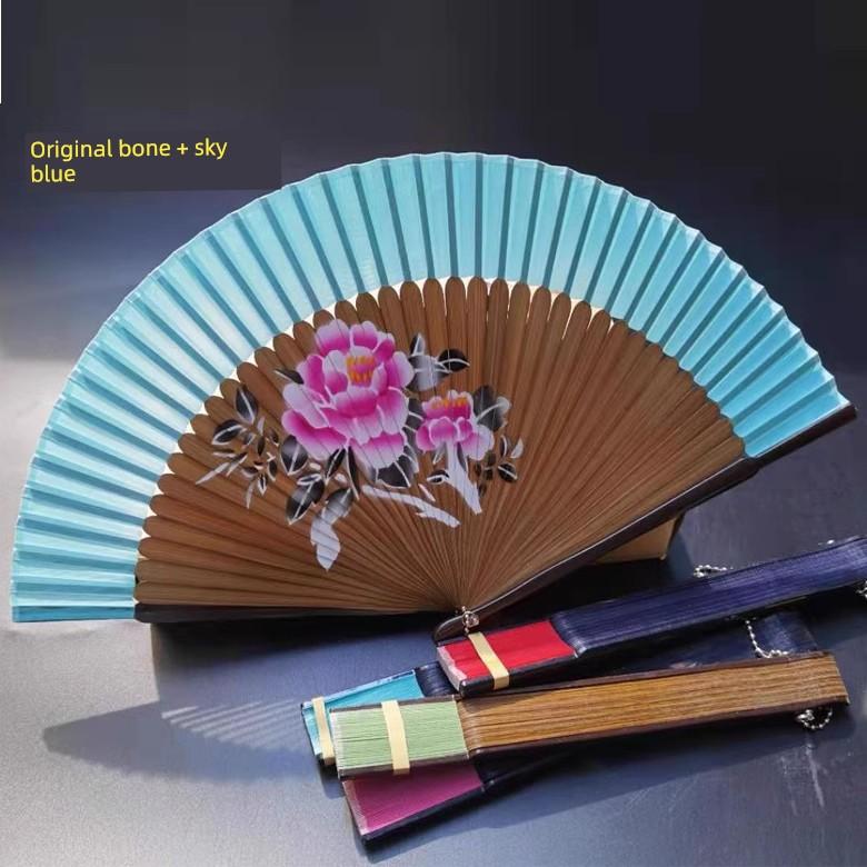 2025 Model Red Fan Portable Black Purple Yellow 7inch Flag-Patterned Ancient Style Folding Fan Chinese Style Classical Fan Green