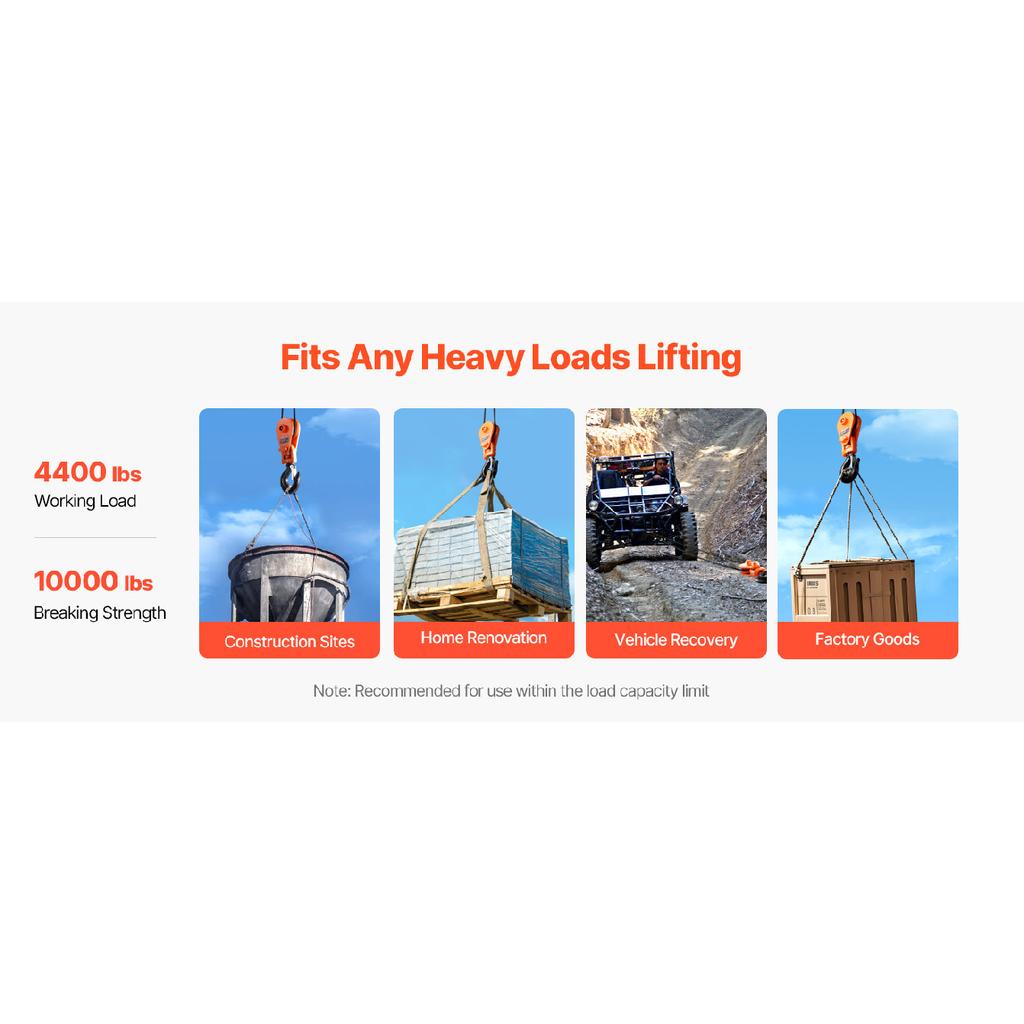 SucceBuy 2T Snatch Block Pulley with Swivel Hook Lifting Offroad Recovery for Towing Operation on Truck Rollback Wrecker Car