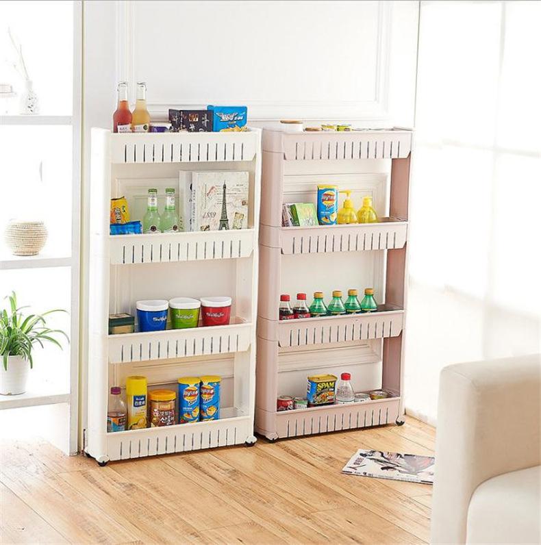 Мобильная полка для хранения Полка с промежуточным пространством Кухонная полка для хранения Ванная комната Стеллаж для хранения Холодильник Полка для отделки бокового шва
